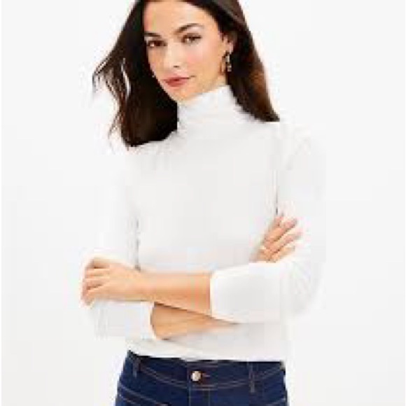Loft White Long Sleeve Fitted Turtle Neck - Picture 4 of 4